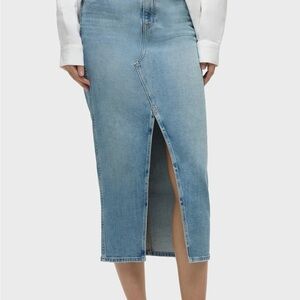Hudson Denim Midi Skirt with Front Slit